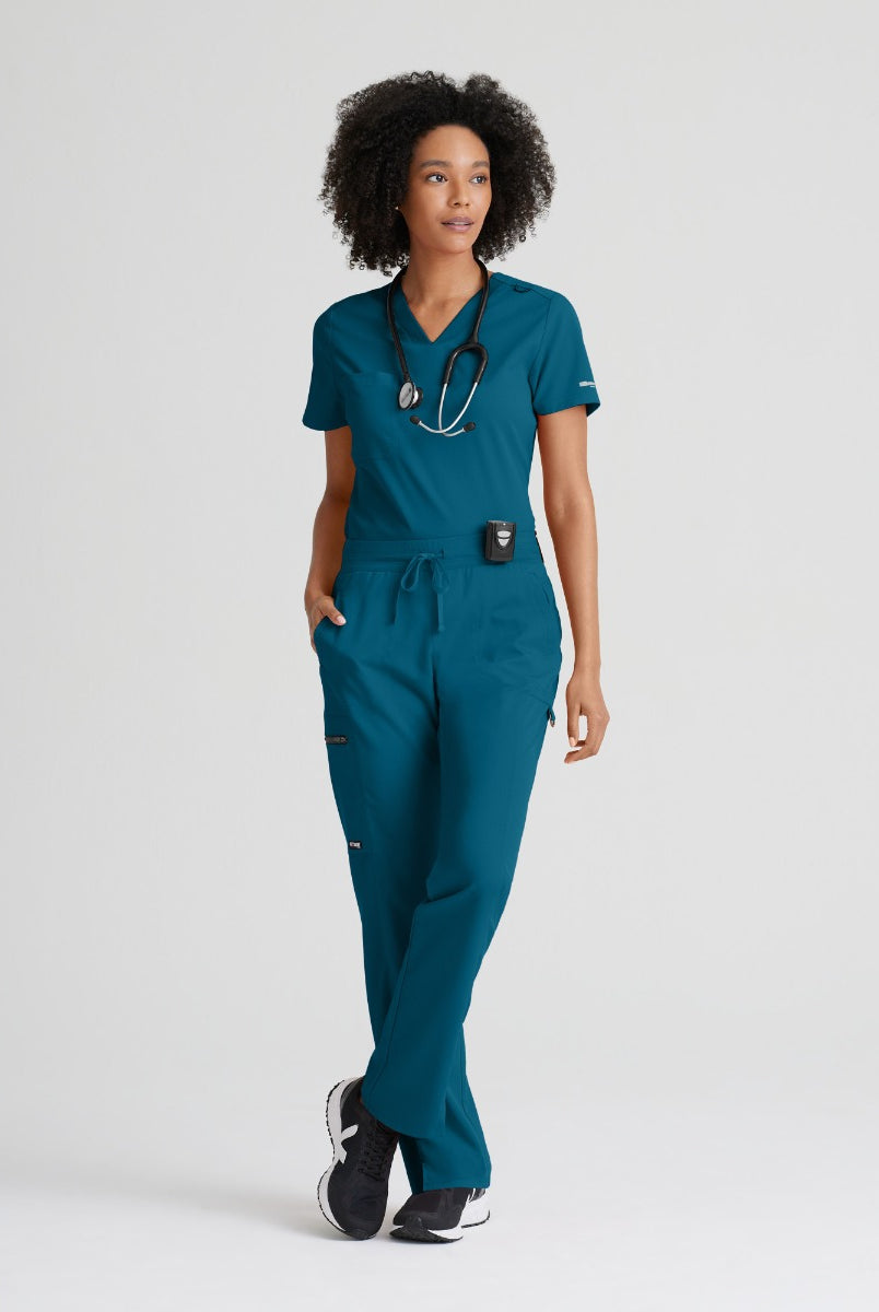 Grey's Anatomy Bree Tuck-in Scrub Top  | Bahama / Caribbean