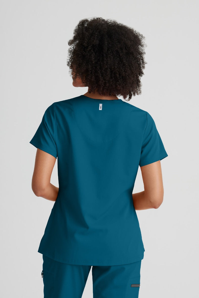 Grey's Anatomy Bree Tuck-in Scrub Top  | Bahama / Caribbean