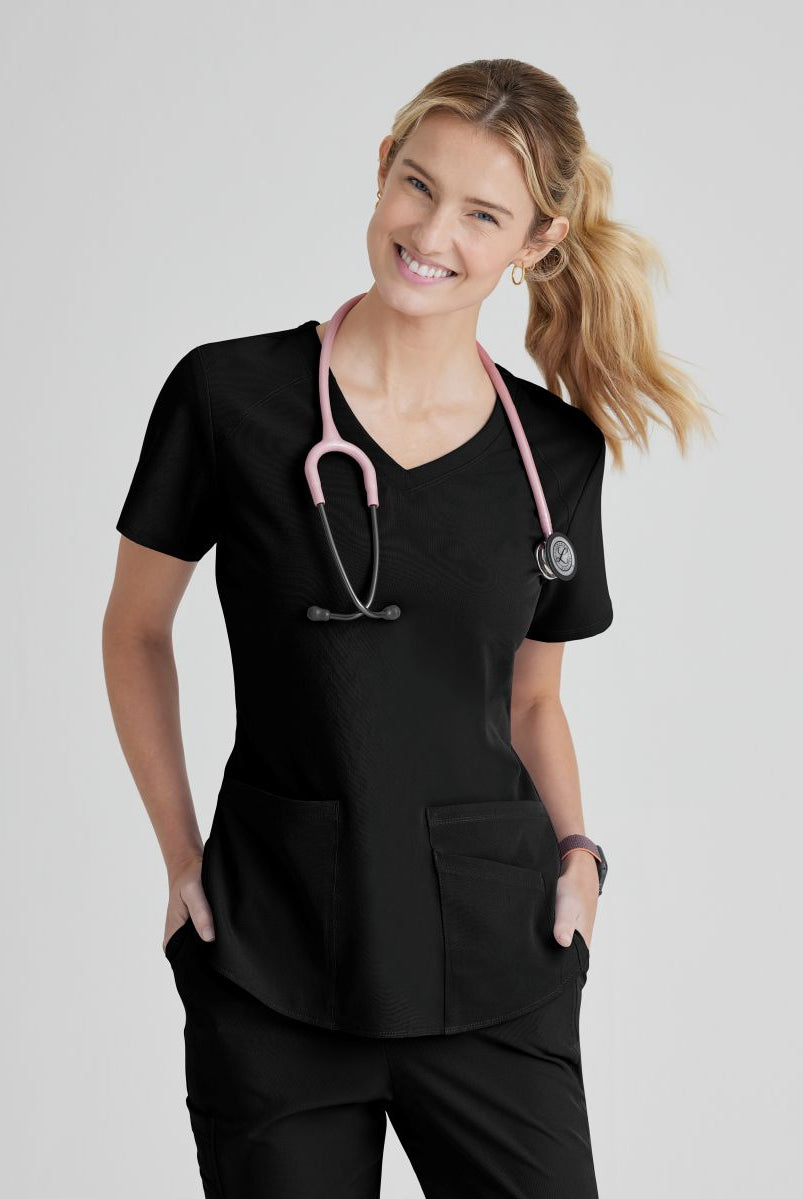 SKECHERS BREEZE 3-POCKET SHAPED HEM TOP | BLACK