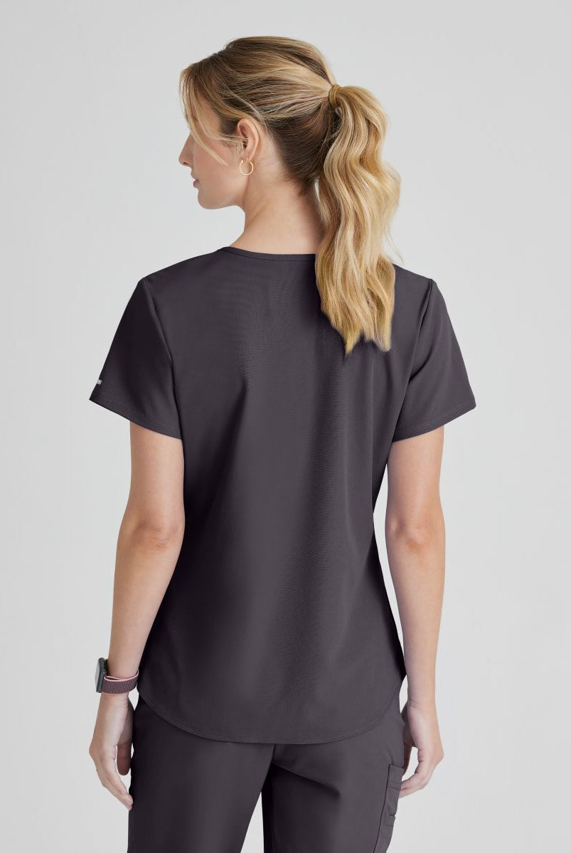 SKECHERS BREEZE 3-POCKET SHAPED HEM TOP | Pewter Grey