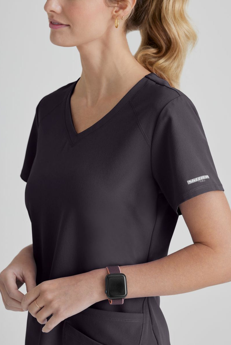 SKECHERS BREEZE 3-POCKET SHAPED HEM TOP | Pewter Grey