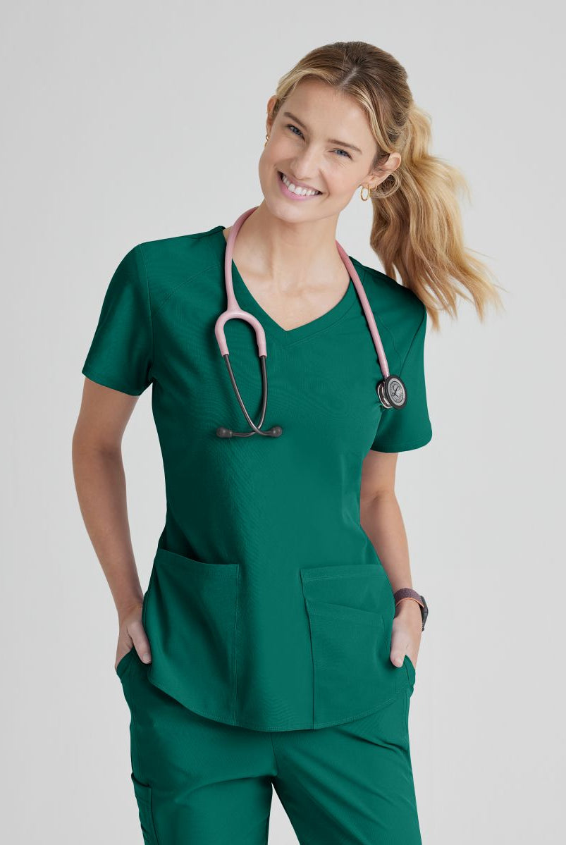 SKECHERS BREEZE 3-POCKET SHAPED HEM TOP | Hunter Green