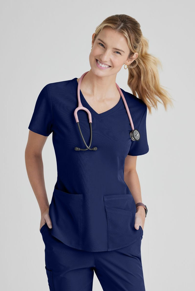 SKECHERS BREEZE 3-POCKET SHAPED HEM TOP | NAVY