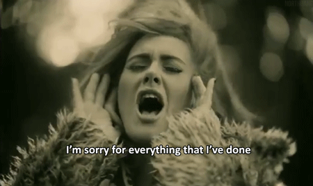 sorry adele gif to illustrate apologising to customers