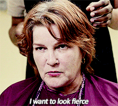 A GIF of Red from Orange is The New Black saying "I want to look fierce"