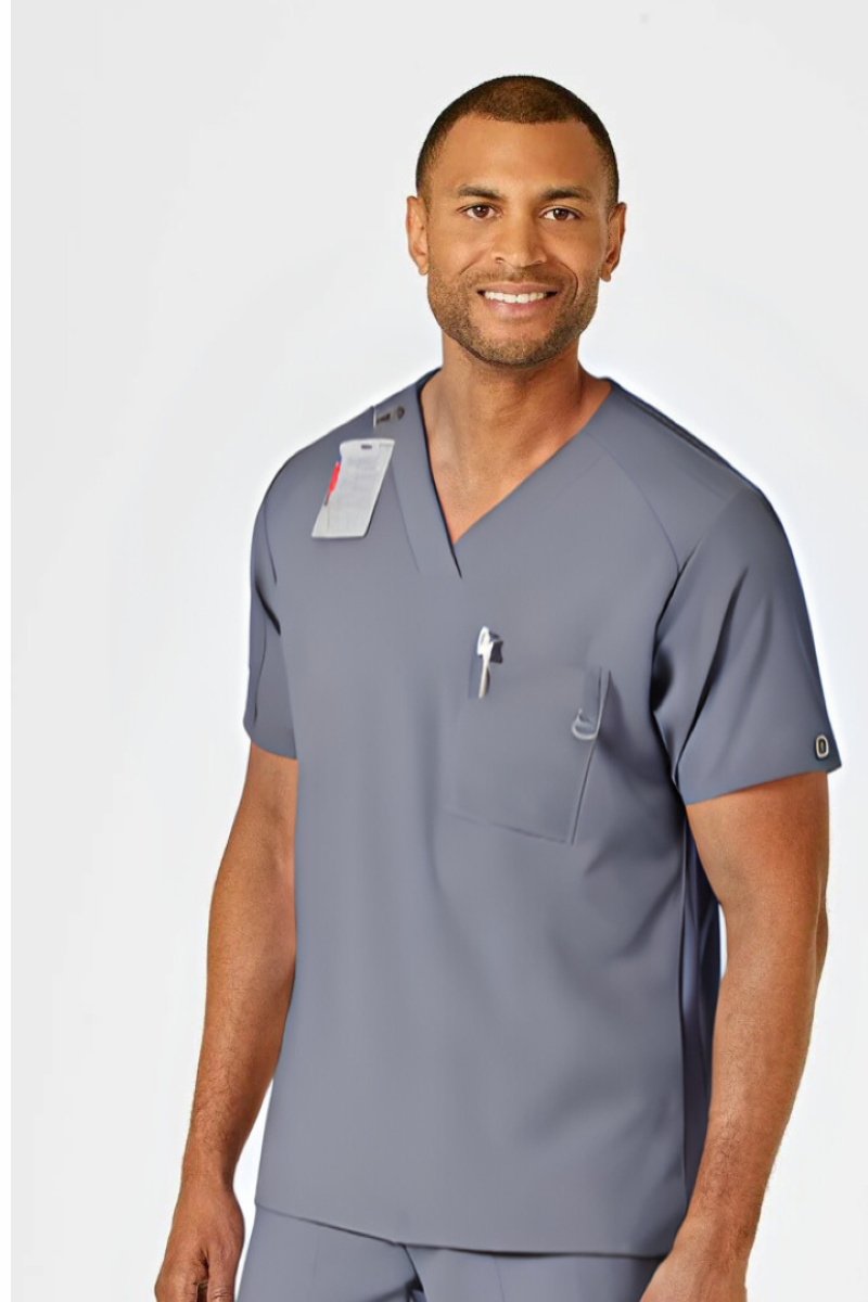 W123 MEN'S V-NECK TOP | Grey