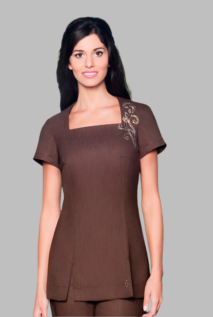 AVA A-LINE SALON TUNIC | BROWN LINEN