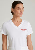 Greys Anatomy Emma 4 pocket, V-neck scrub top with angled seams | WHITE