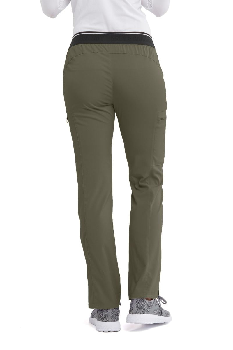 Greys Anatomy Kim 3 Pocket Elastic Back Waistband Zip-Pocket Pants | OLIVE
