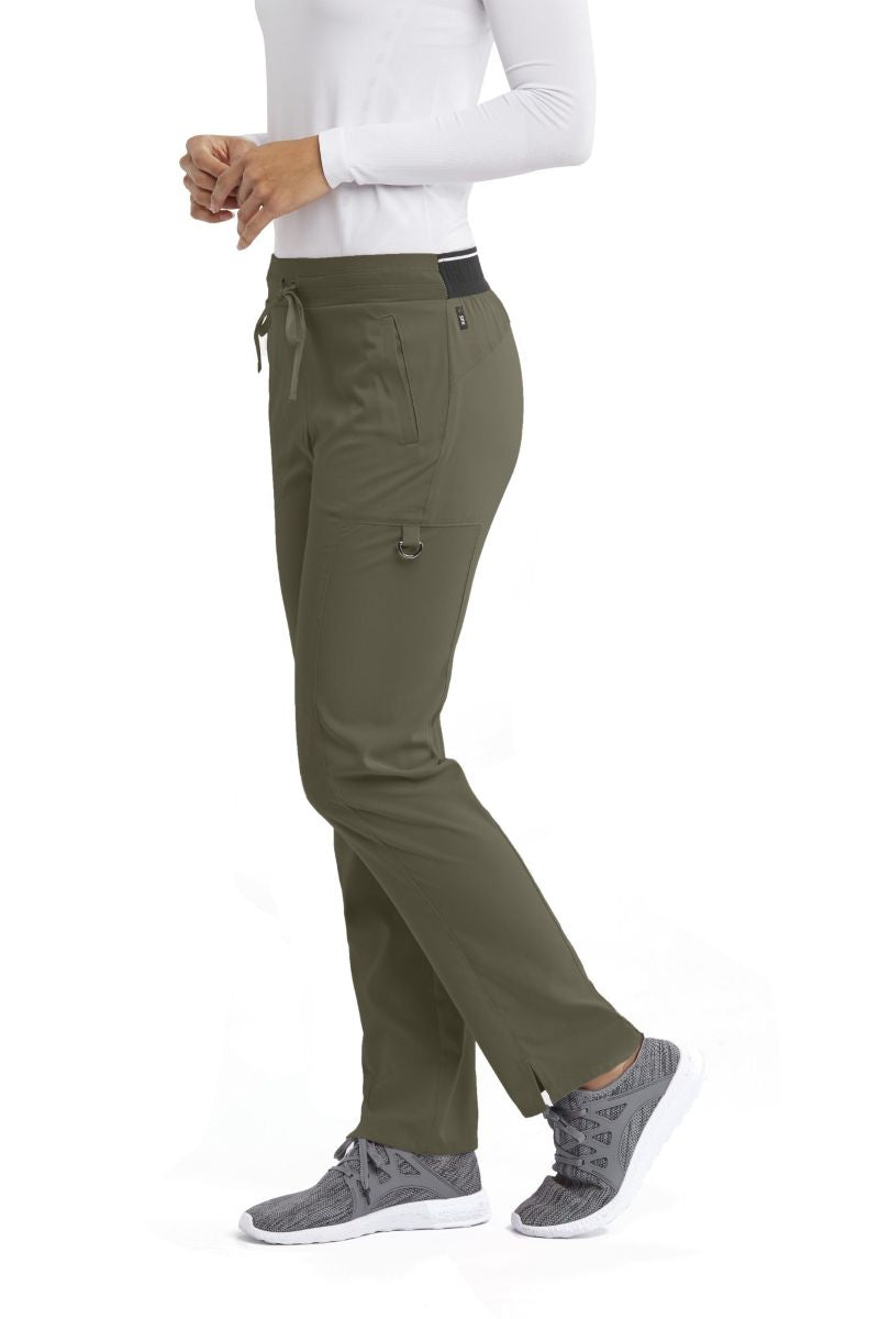 Greys Anatomy Kim 3 Pocket Elastic Back Waistband Zip-Pocket Pants | OLIVE