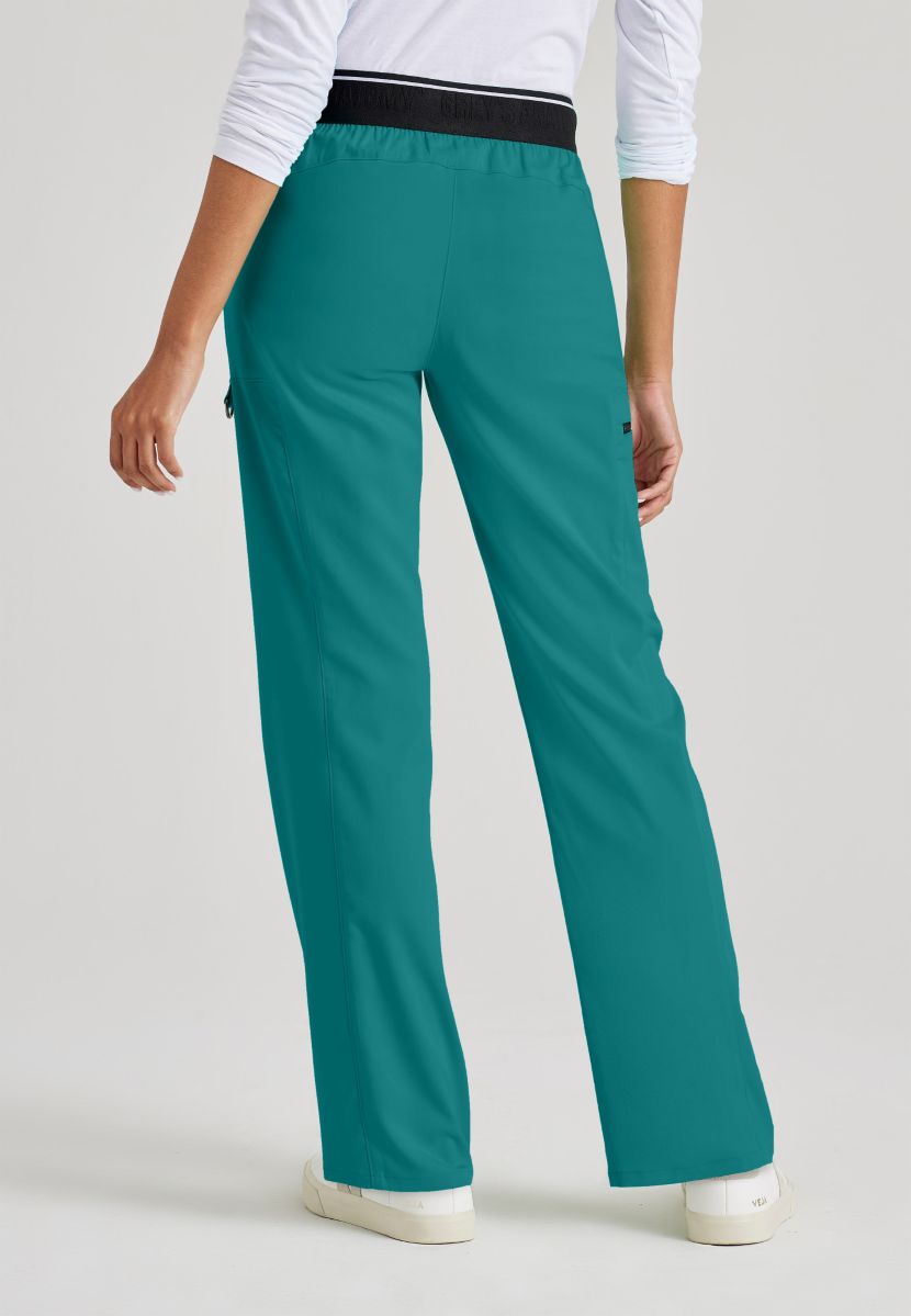 Greys Anatomy Kim 3 Pocket Elastic Back Waistband Zip-Pocket Pants | Teal