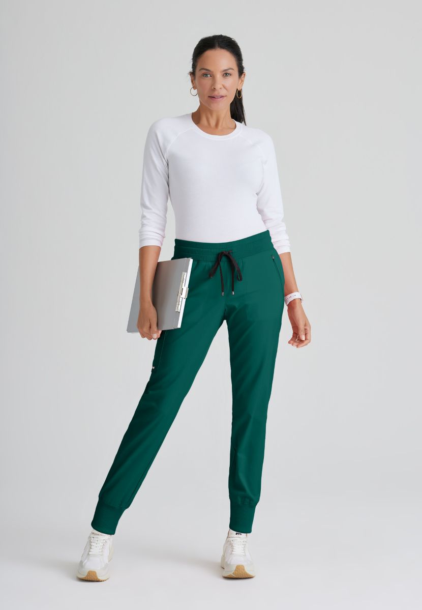 Grey's Anatomy Eden Women's 5-Pocket Cargo Jogger Scrub Trousers | Hunter Green