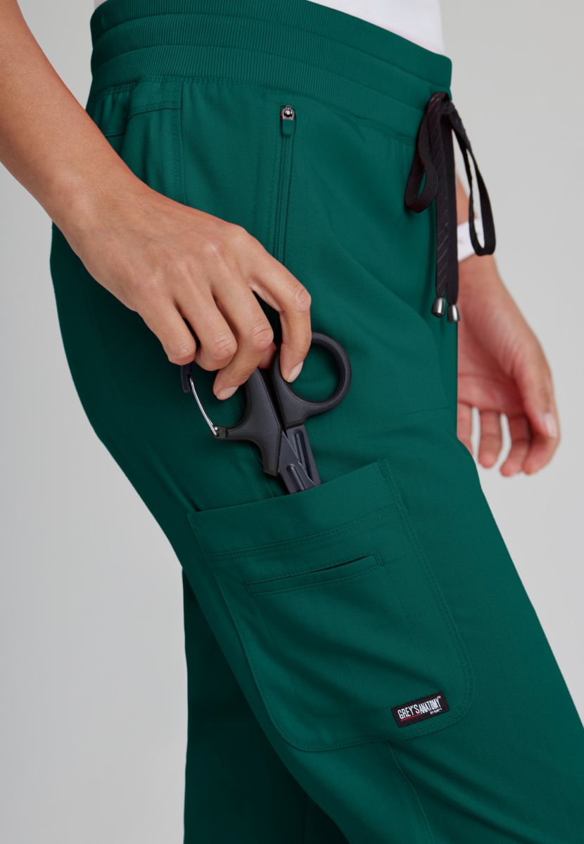 Grey's Anatomy Eden Women's 5-Pocket Cargo Jogger Scrub Trousers | Hunter Green