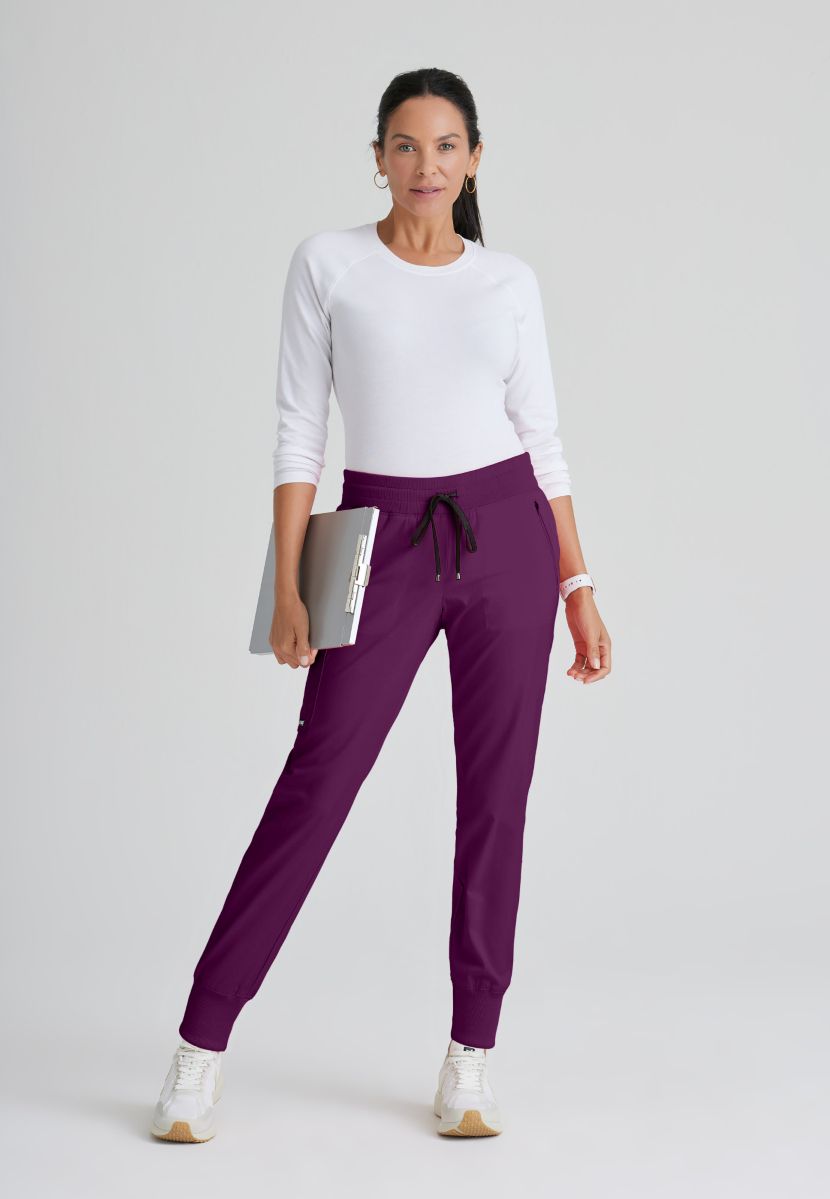 Grey's Anatomy Eden Women's 5-Pocket Cargo Jogger Scrub Trousers | Wine