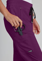 Grey's Anatomy Eden Women's 5-Pocket Cargo Jogger Scrub Trousers | Wine