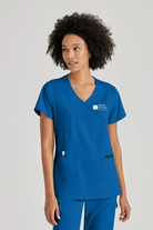 MATER PRIVATE NETWORK LOGO Greys Anatomy V-Neck Kim Top with Zip Front Pocket | New Royal