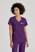 MATER PRIVATE NETWORK LOGO Greys Anatomy V-Neck Kim Top with Zip Front Pocket | Eggplant