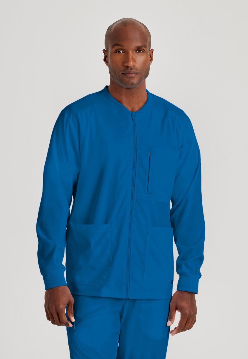 Grey's Anatomy by Barco Spandex Stretch Men's Antimicrobial Warm-Up Scrub Jacket | New Royal