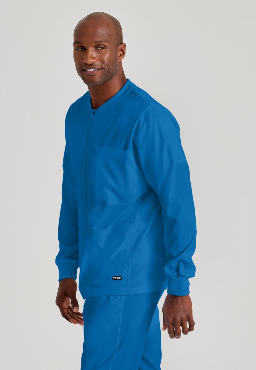 Grey's Anatomy by Barco Spandex Stretch Men's Antimicrobial Warm-Up Scrub Jacket | New Royal