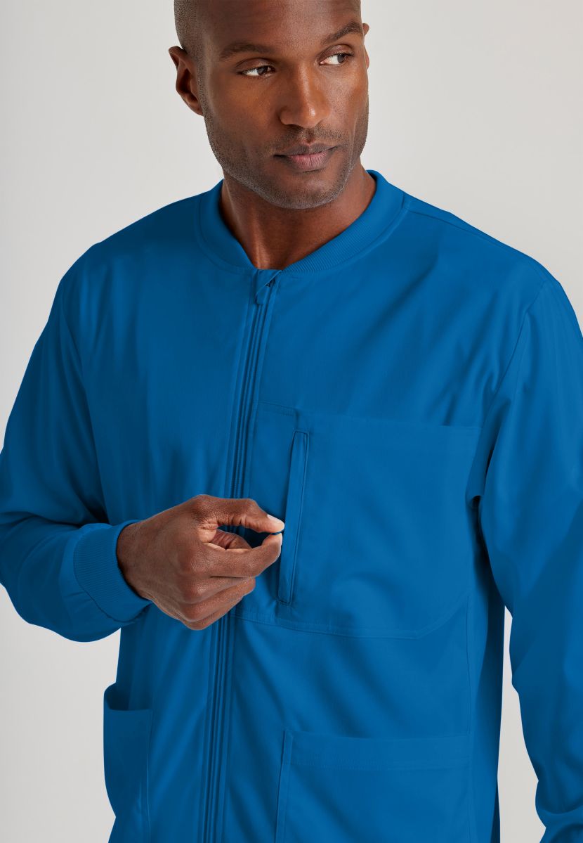 Grey's Anatomy by Barco Spandex Stretch Men's Antimicrobial Warm-Up Scrub Jacket | New Royal