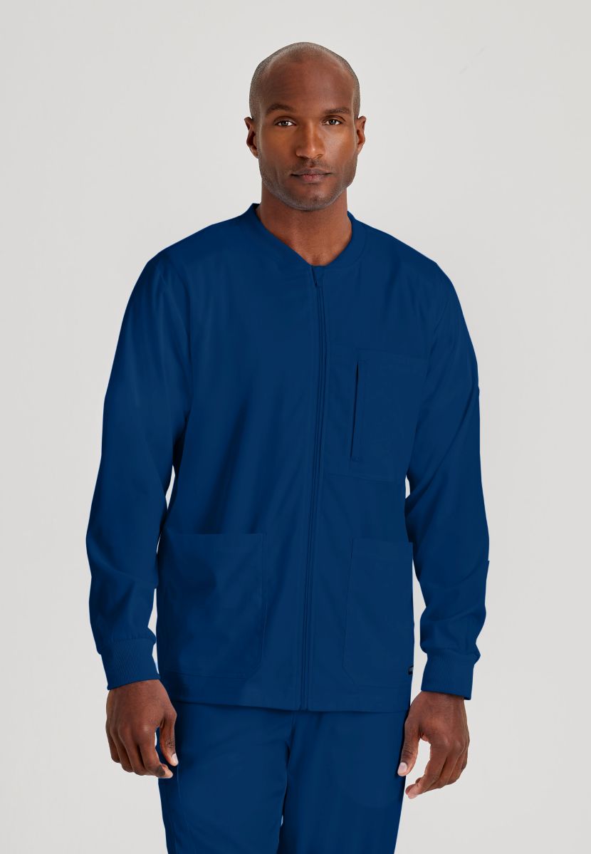 Grey's Anatomy by Barco Spandex Stretch Men's Antimicrobial Warm-Up Scrub Jacket | NAVY