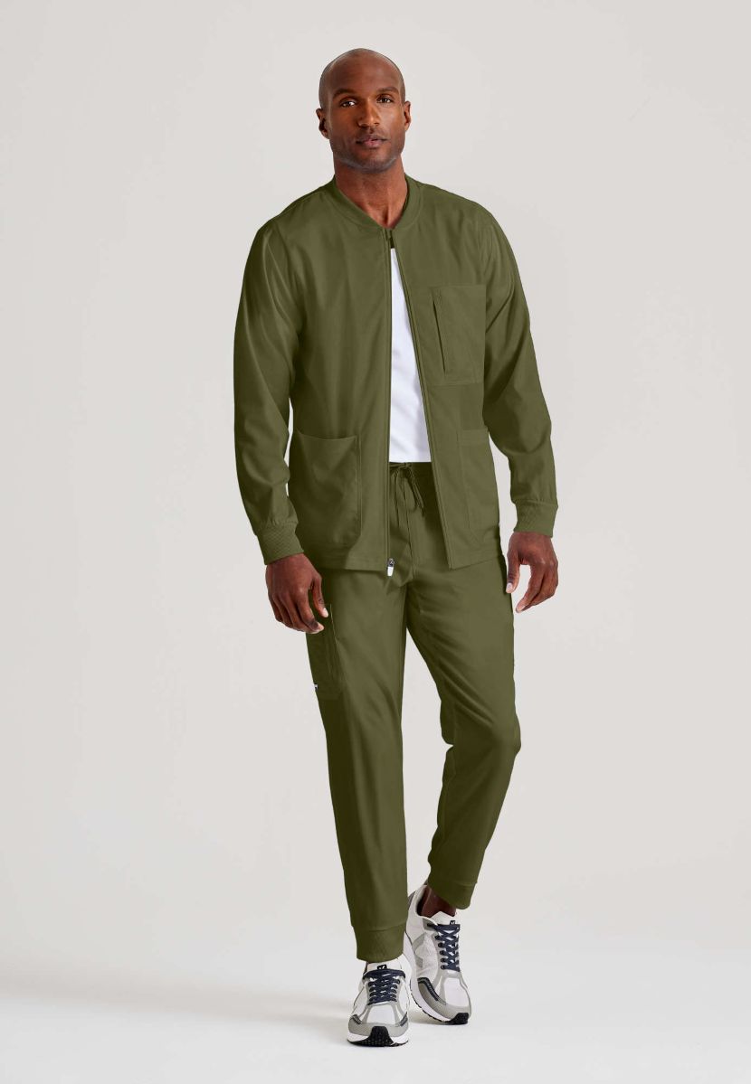Grey's Anatomy by Barco Spandex Stretch Men's Antimicrobial Warm-Up Scrub Jacket | OLIVE
