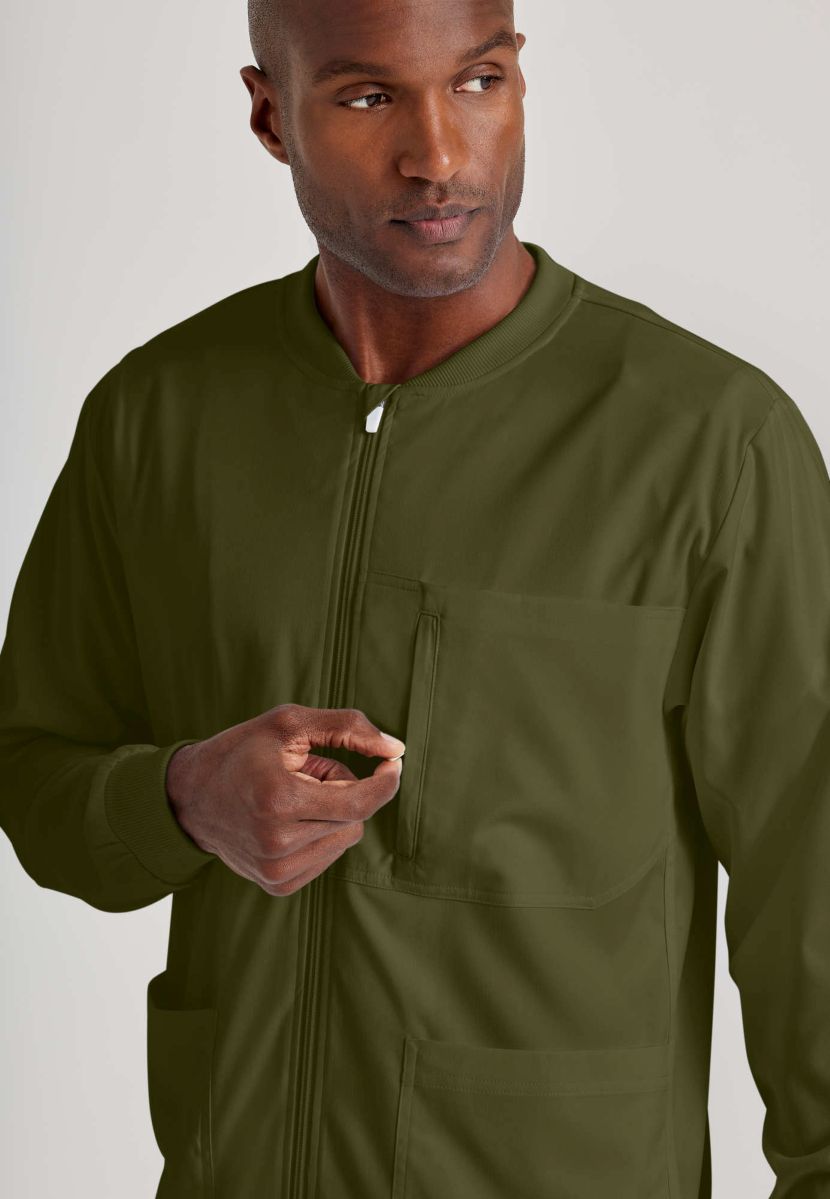 Grey's Anatomy by Barco Spandex Stretch Men's Antimicrobial Warm-Up Scrub Jacket | OLIVE