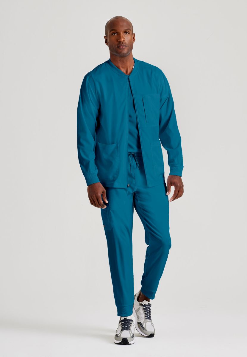 Grey's Anatomy by Barco Spandex Stretch Men's Antimicrobial Warm-Up Scrub Jacket | Bahama / Caribbean