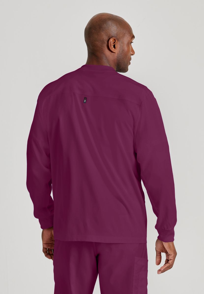 Grey's Anatomy by Barco Spandex Stretch Men's Antimicrobial Warm-Up Scrub Jacket | Wine