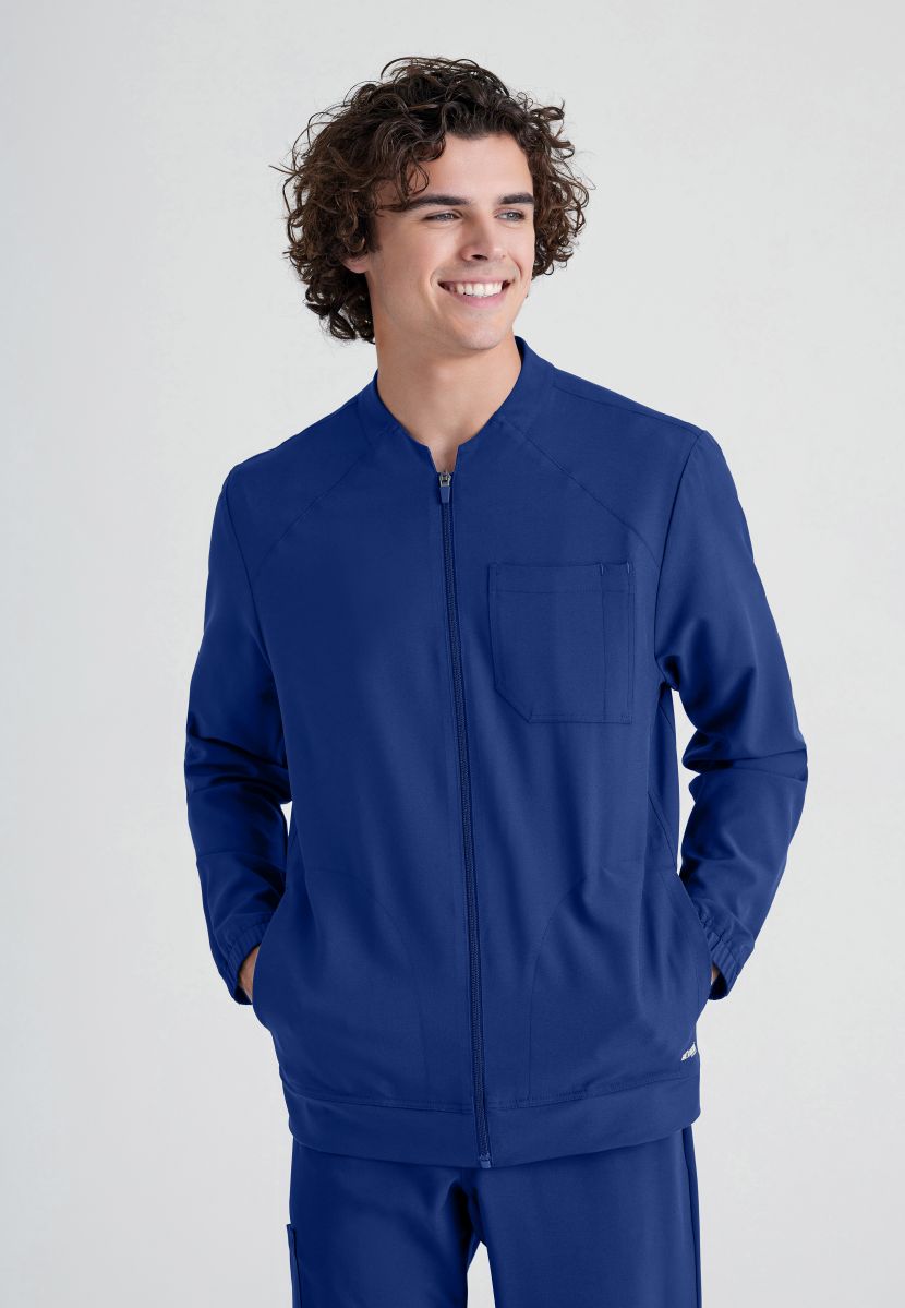 Grey's Anatomy Evolve 3 Pocket Banded Collar Male Warm Up | NAVY