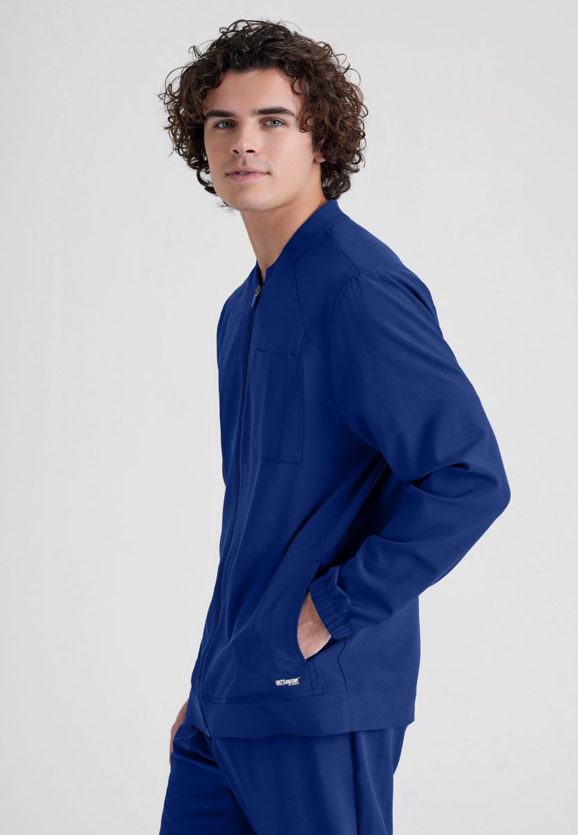 Grey's Anatomy Evolve 3 Pocket Banded Collar Male Warm Up | NAVY