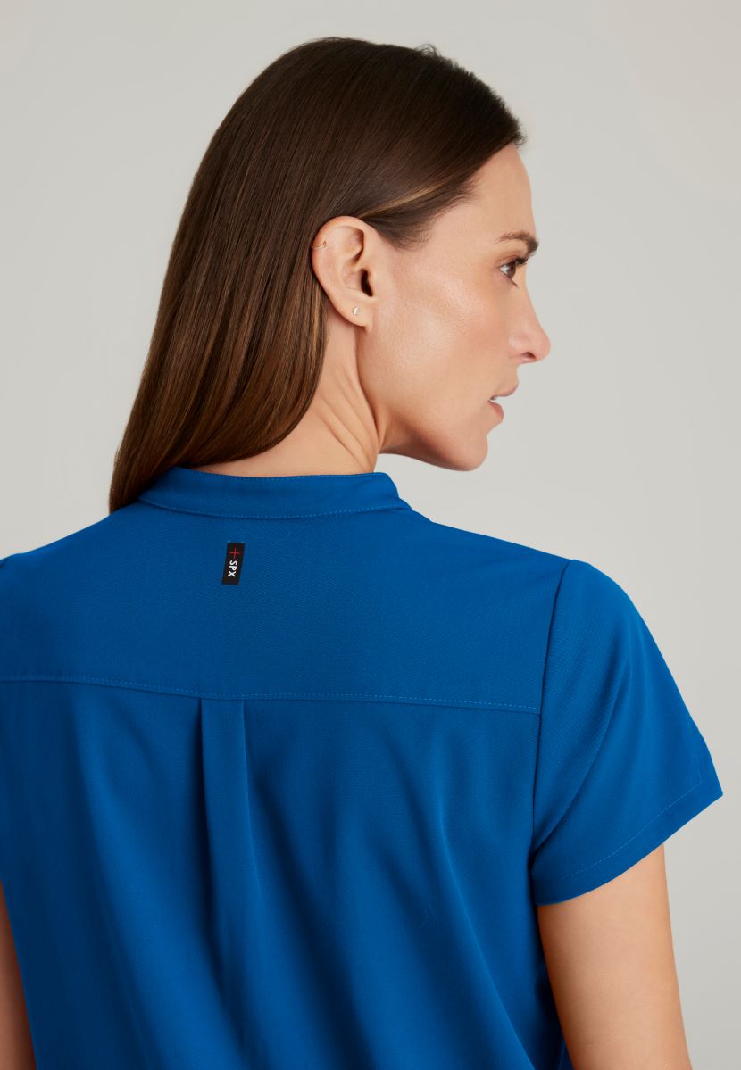Grey's Anatomy Avery 2 Pocket Banded Collar Top | New Royal