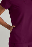 Grey's Anatomy Avery 2 Pocket Banded Collar Top | Wine