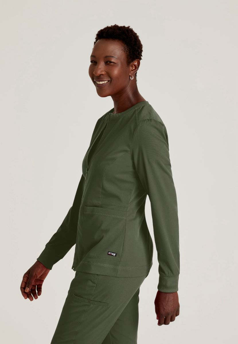 Grey's Anatomy Spandex Stretch Millie Jacket-3 Pocket Zip Jacket | OLIVE