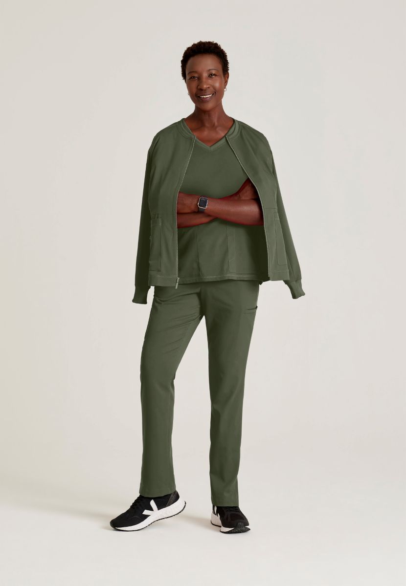 Grey's Anatomy Spandex Stretch Millie Jacket-3 Pocket Zip Jacket | OLIVE