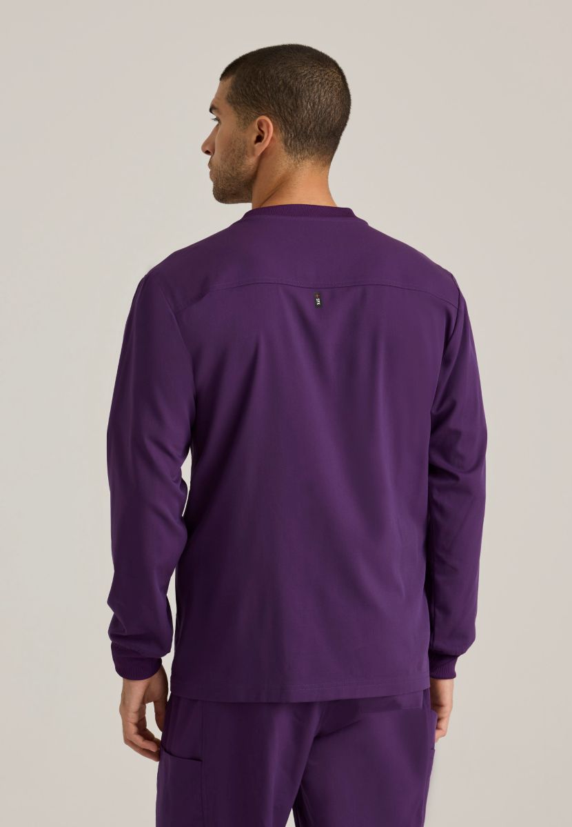 Grey's Anatomy by Barco Spandex Stretch Men's Antimicrobial Warm-Up Scrub Jacket | Eggplant