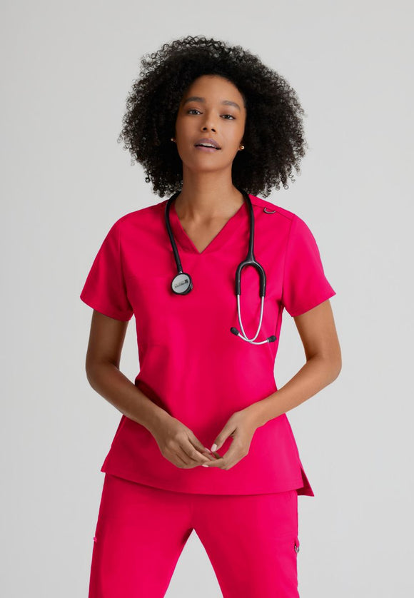 Grey's Anatomy Bree Tuck-in Scrub Top | VIBRANCE PINK