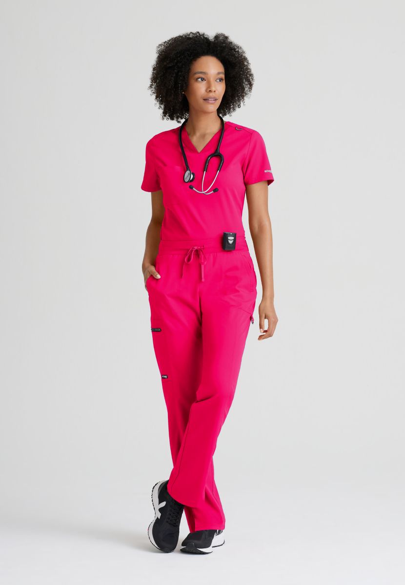 Grey's Anatomy Bree Tuck-in Scrub Top | VIBRANCE PINK