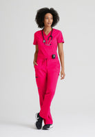 Grey's Anatomy Bree Tuck-in Scrub Top | VIBRANCE PINK