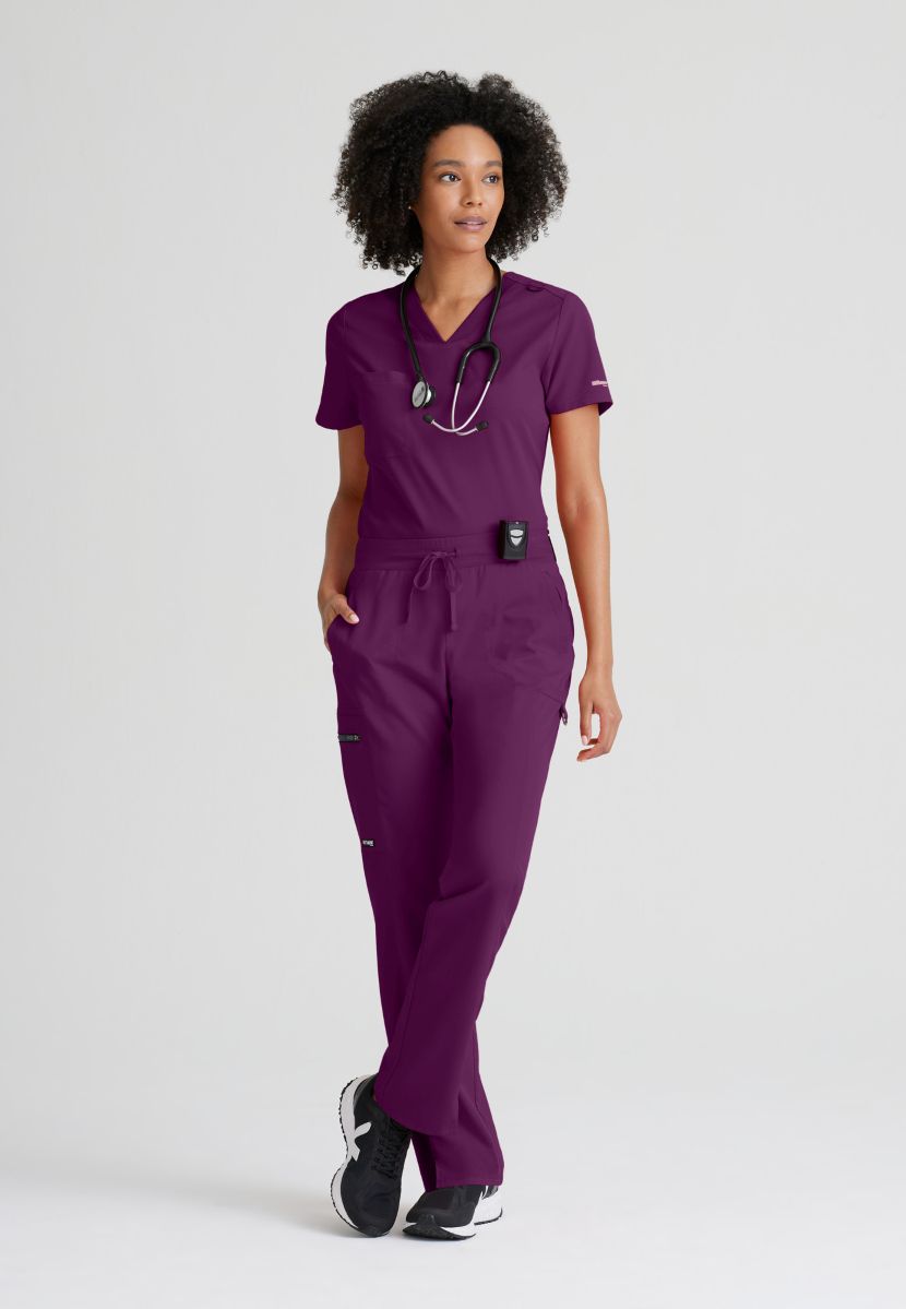 Grey's Anatomy Bree Tuck-in Scrub Top | Wine