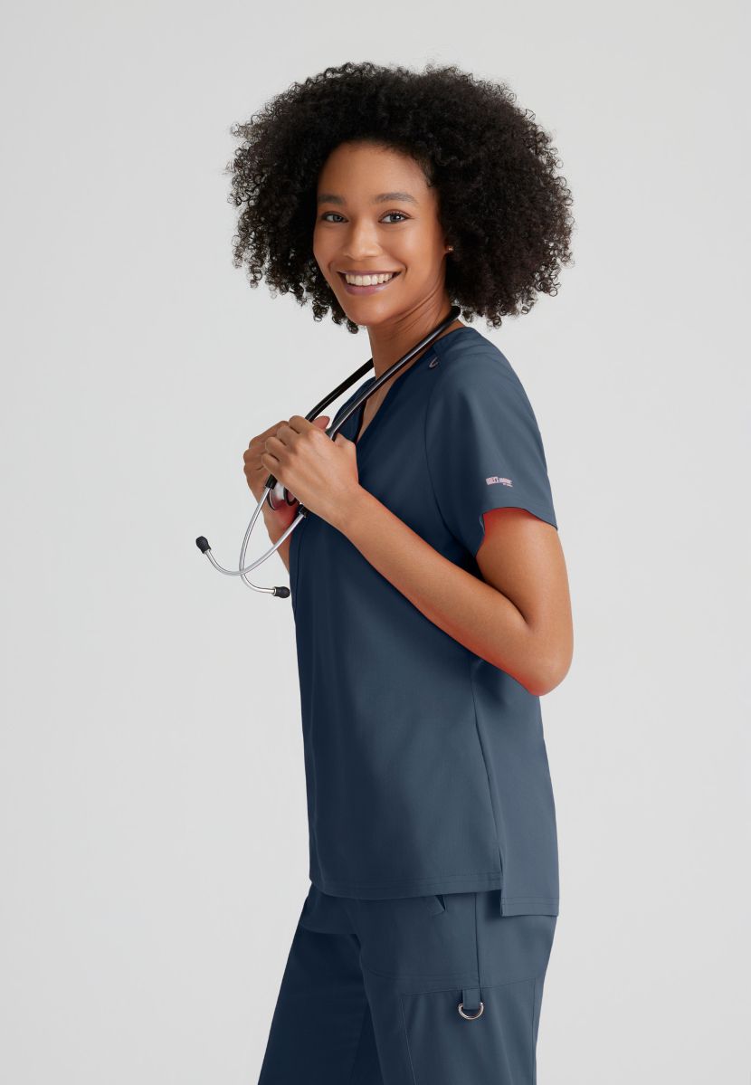 Grey's Anatomy Bree Tuck-in Scrub Top | Steel