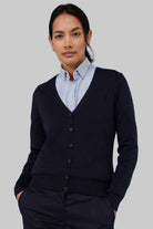 Ladies Cotton Acrylic V Neck Cardigan | NAVY