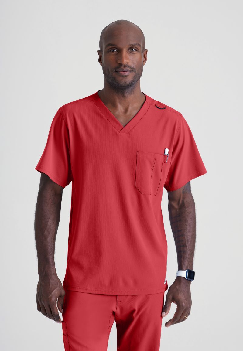 SKECHERS MALE STRUCTURE V-NECK TOP | RED