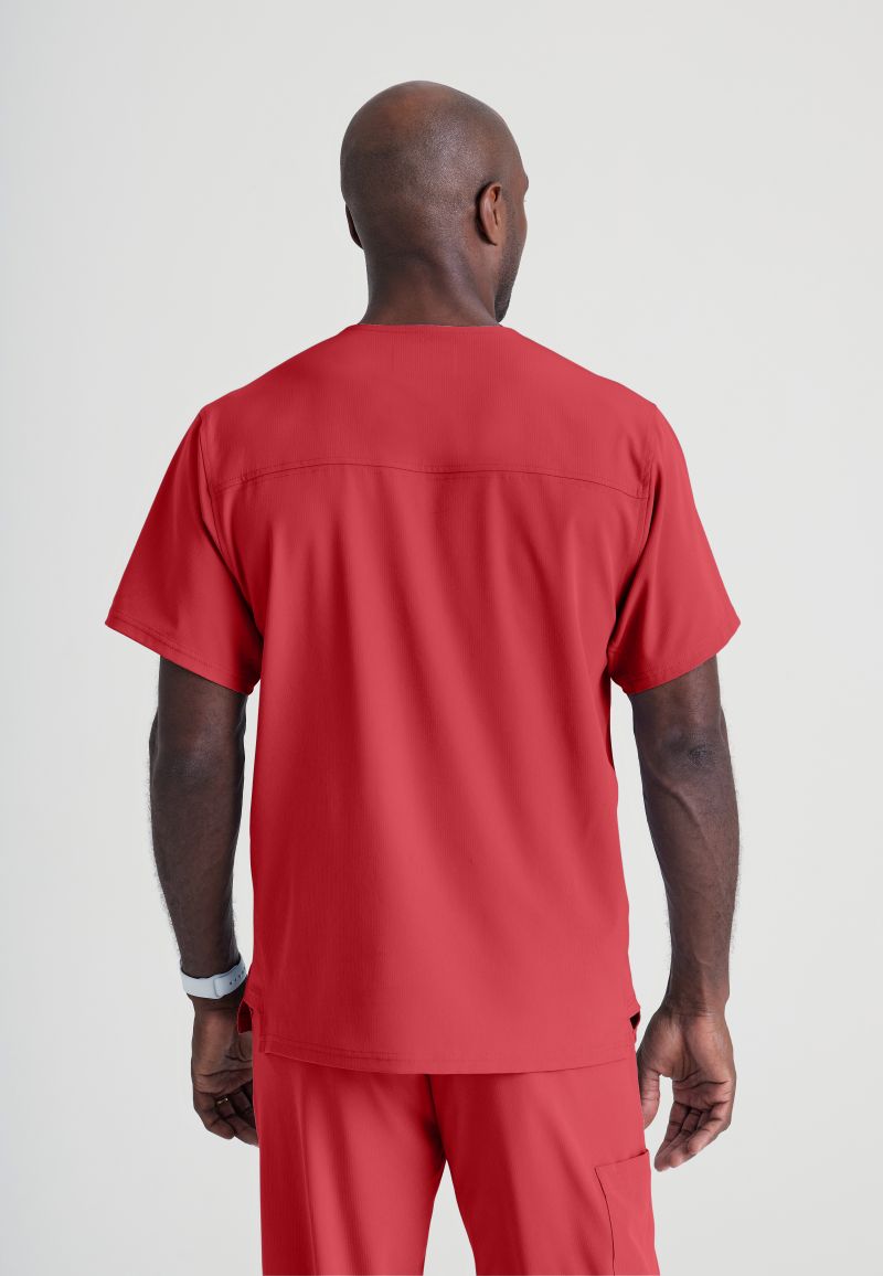 SKECHERS MALE STRUCTURE V-NECK TOP | RED