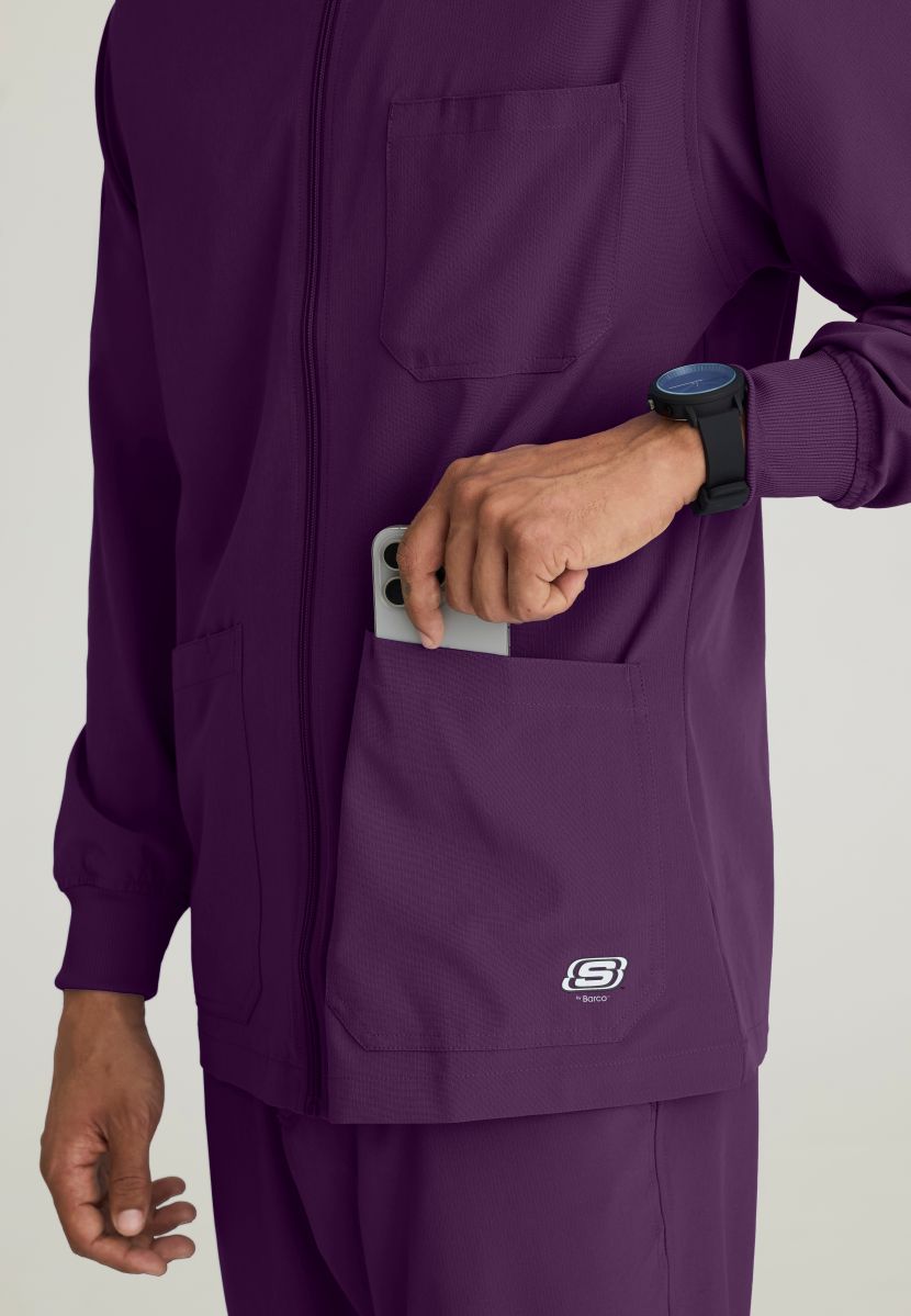 Skechers Men's 3 Pocket Warm-Up Zip Jacket | Eggplant