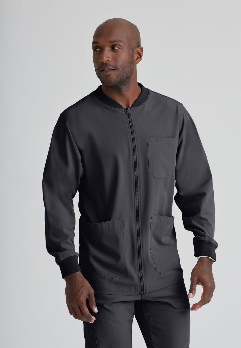 Skechers Men's 3 Pocket Warm-Up Zip Jacket | Pewter Grey