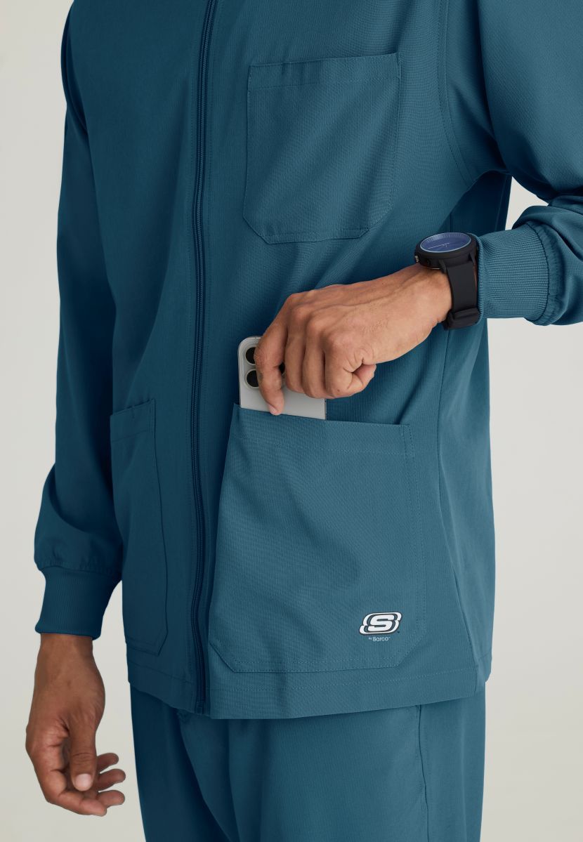 Skechers Men's 3 Pocket Warm-Up Zip Jacket | Bahama / Caribbean