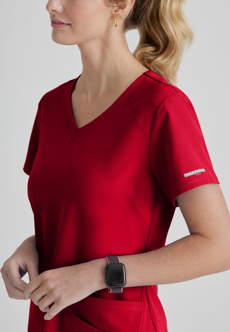 SKECHERS BREEZE 3-POCKET SHAPED HEM TOP | RED