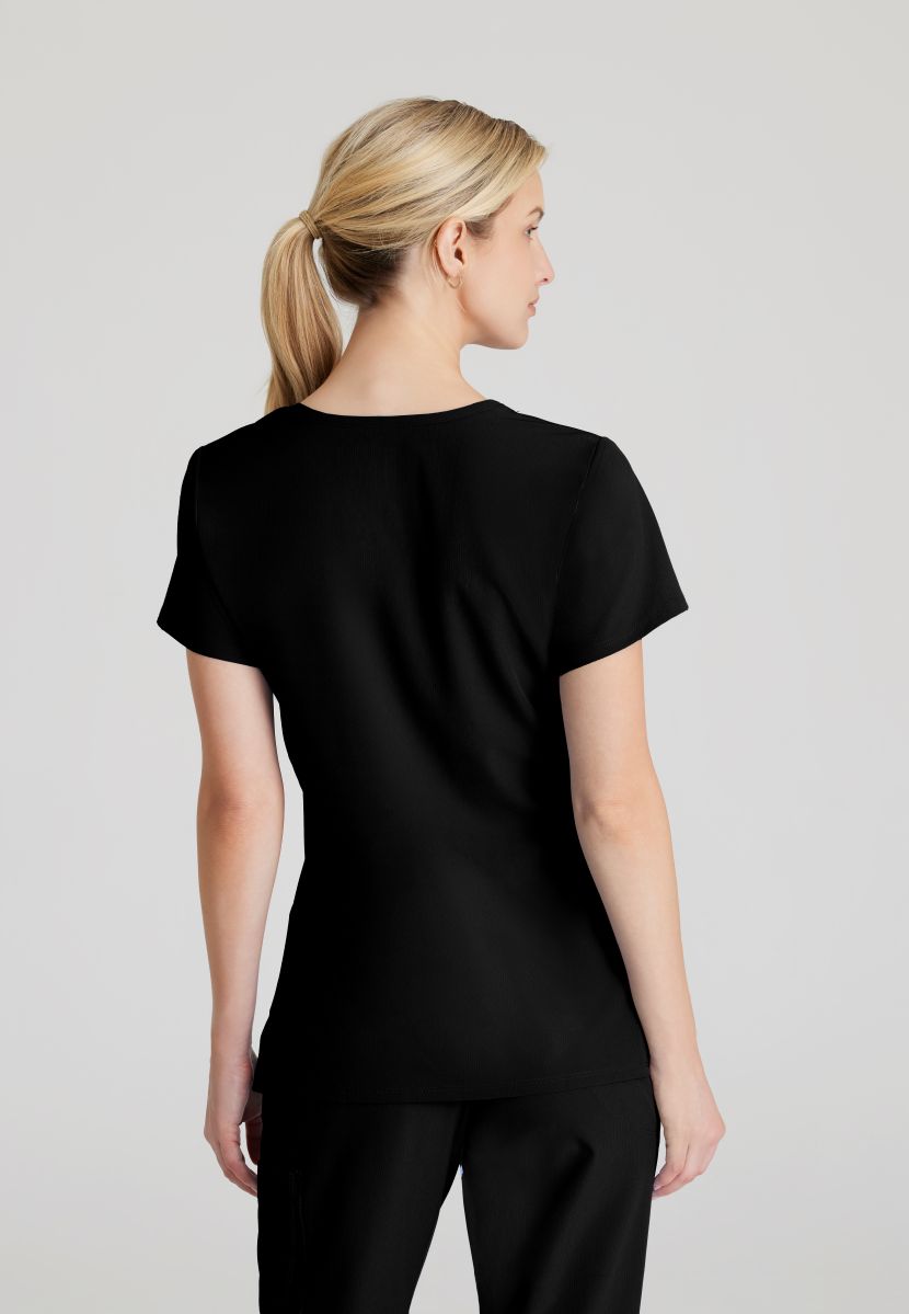 Skechers Reliance 3-Pocket Wrap Effect Scrub Top | BLACK