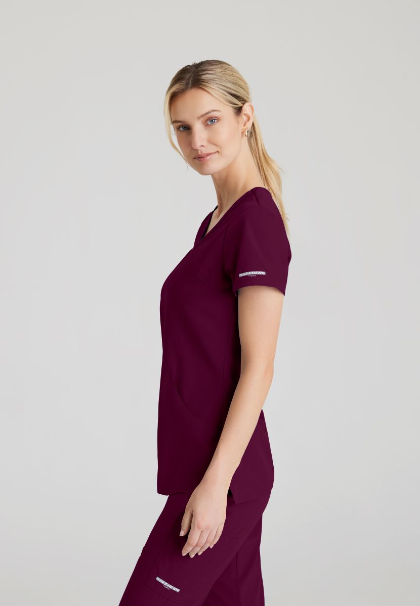Skechers Reliance 3-Pocket Wrap Effect Scrub Top | Wine